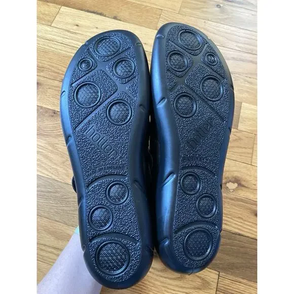 Hotter SHAKE Mary Jane Flats Womens Size 10 Black Leather Woven Strap England - Picture 6 of 8